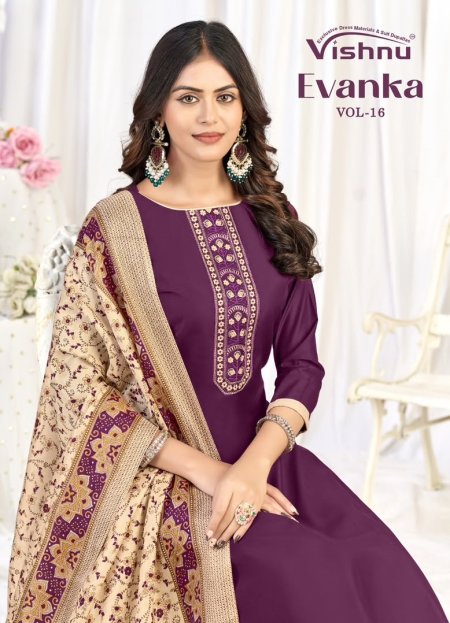 Evanka Vol 16 By Vishnu Roman Silk Dress Material 